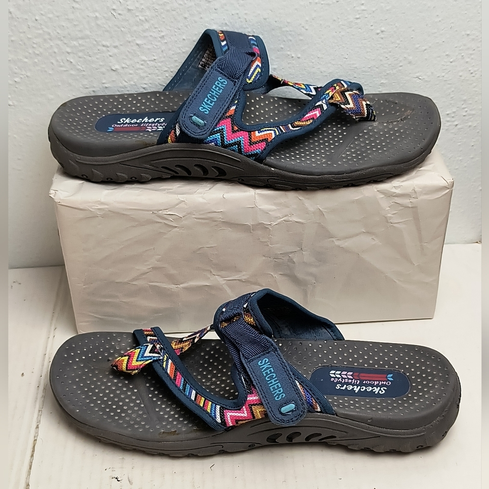 Skechers Reggae Zig Swag 10 Blue Thong Sandals Durable Sole Casual Outdoor - Picture 5 of 8